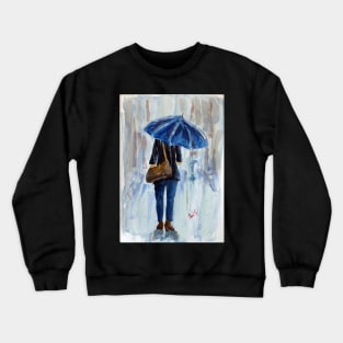 Blue Umbrella in the Rain Crewneck Sweatshirt